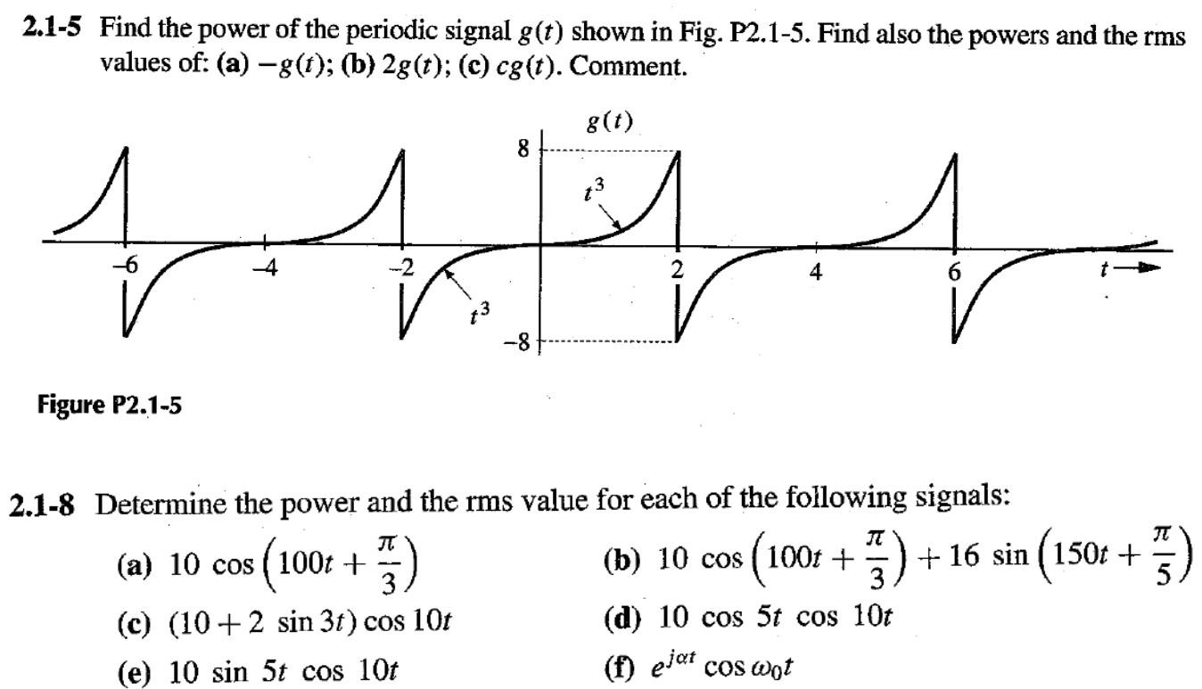 Solved 2.1-5 Find The Power Of The Periodic Signal G(t) | Chegg.com