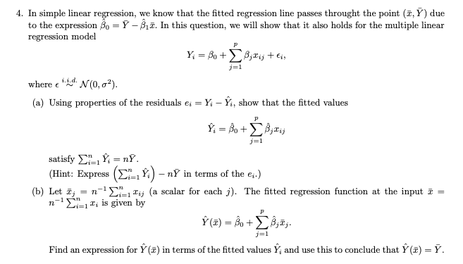 Solved 4. In simple linear regression, we know that the | Chegg.com