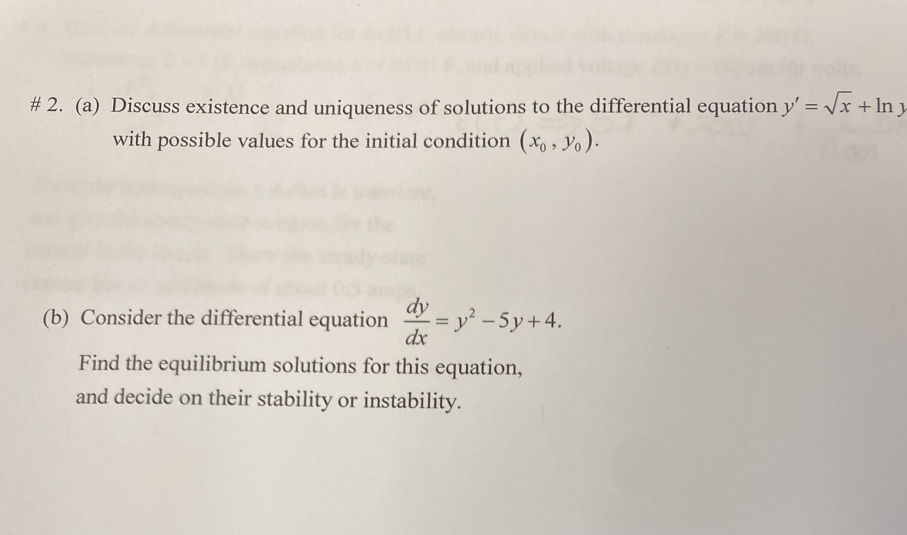 Solved 2. (a) Discuss existence and uniqueness of solutions | Chegg.com