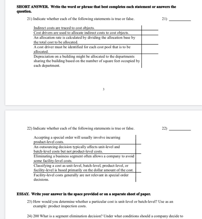 Solved: SHORT ANSWER. Write The Word Or Phrase That Best C... | Chegg.com