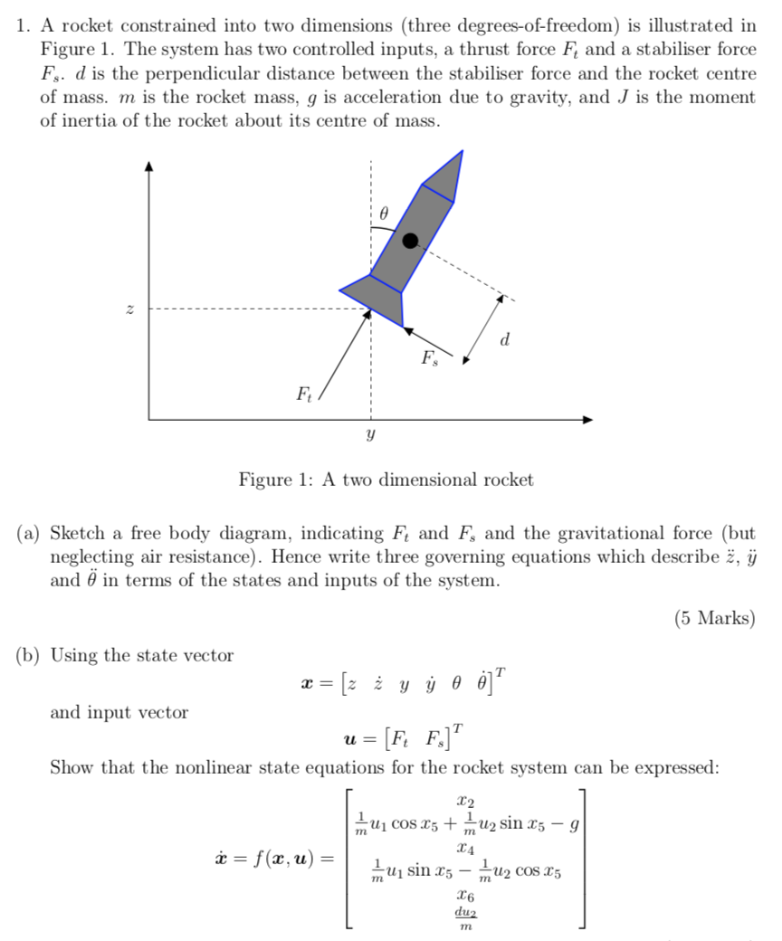 1 A Rocket Constrained Into Two Dimensions Three Chegg Com