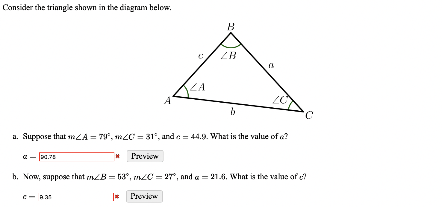 Solved Consider the triangle shown in the diagram below. a. | Chegg.com