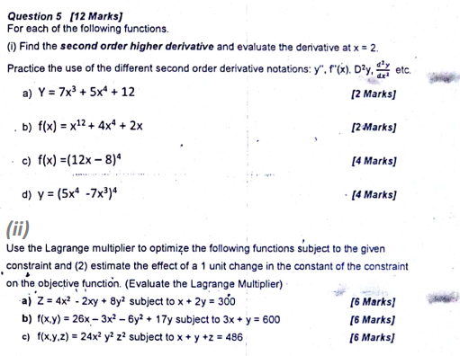 Solved Question 5 [12 Marks) For each of the following | Chegg.com