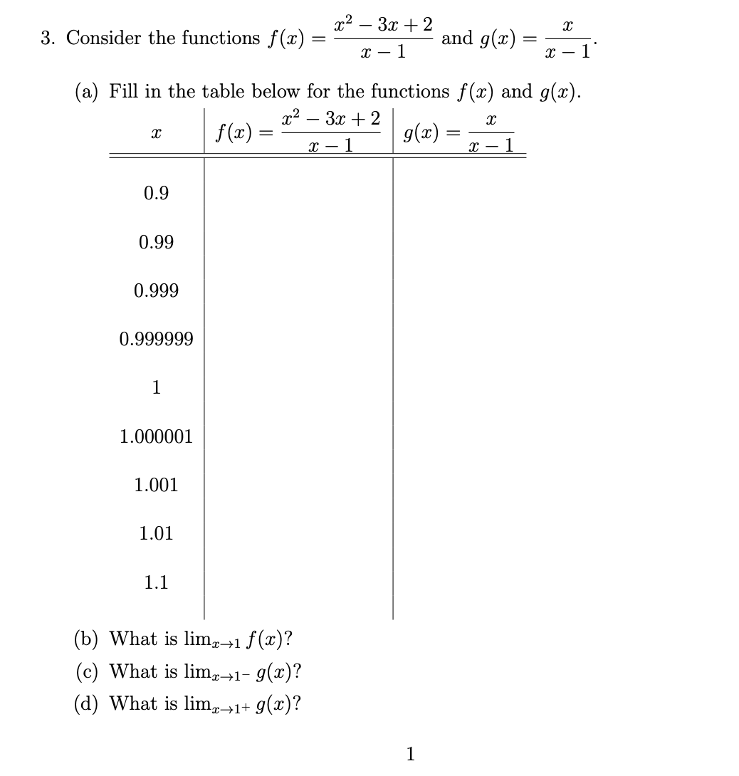 Solved 3 Consider The Functions F X X−1x2−3x 2 And