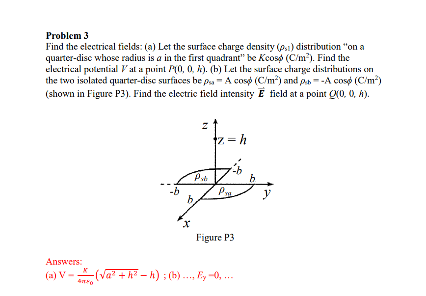Solved Problem 3 Find the electrical fields: (a) Let the | Chegg.com