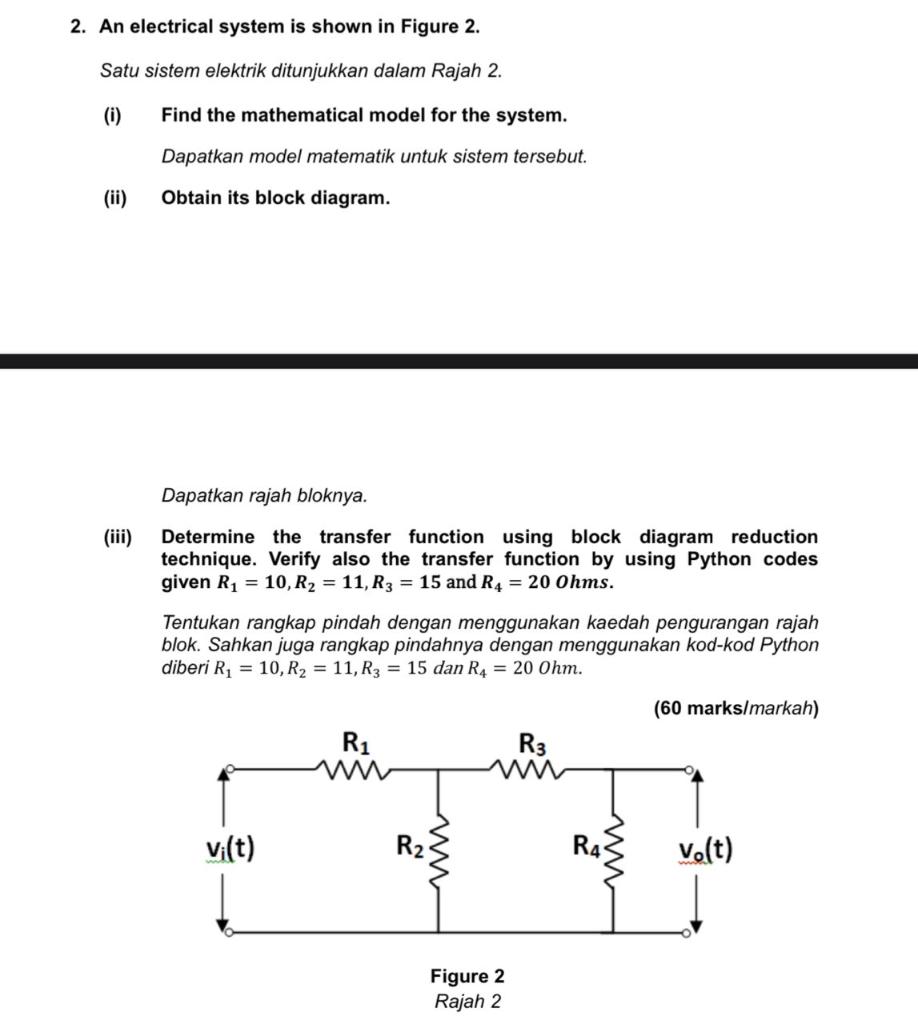 Solved 2. An Electrical System Is Shown In Figure 2. Satu | Chegg.com