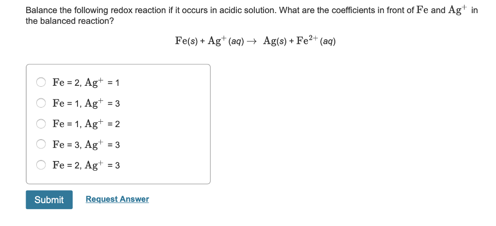 Balance The Following Redox Reaction In Acidic Solution Fe2