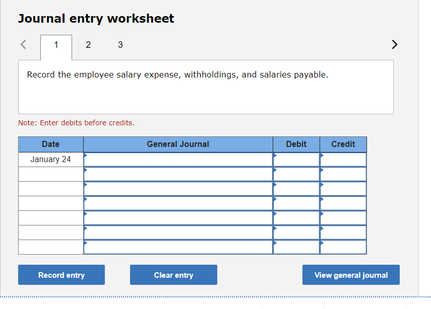 Solved Journal entry worksheet Record the employee