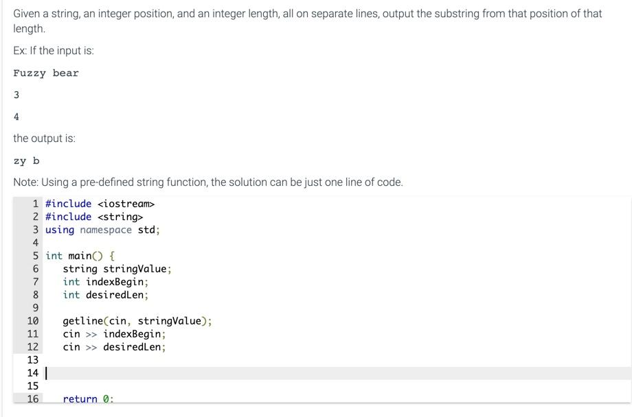 Solved Given a string, an integer position, and an integer | Chegg.com