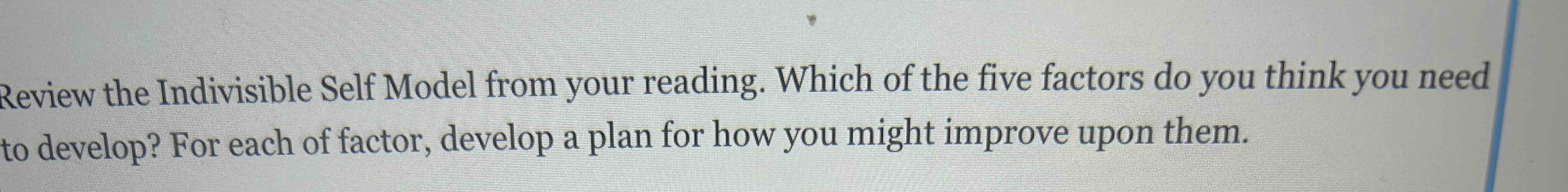 Solved Review The Indivisible Self Model From Your Reading. 