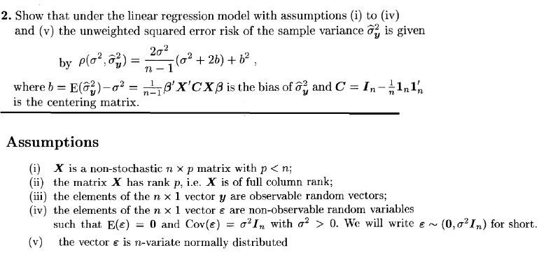 Solved 2 Show That Under The Linear Regression Model Wit Chegg Com