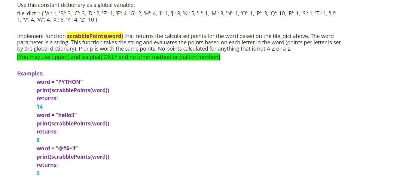 Solved Use This Constant Dictionary As A Global Variable Chegg Com