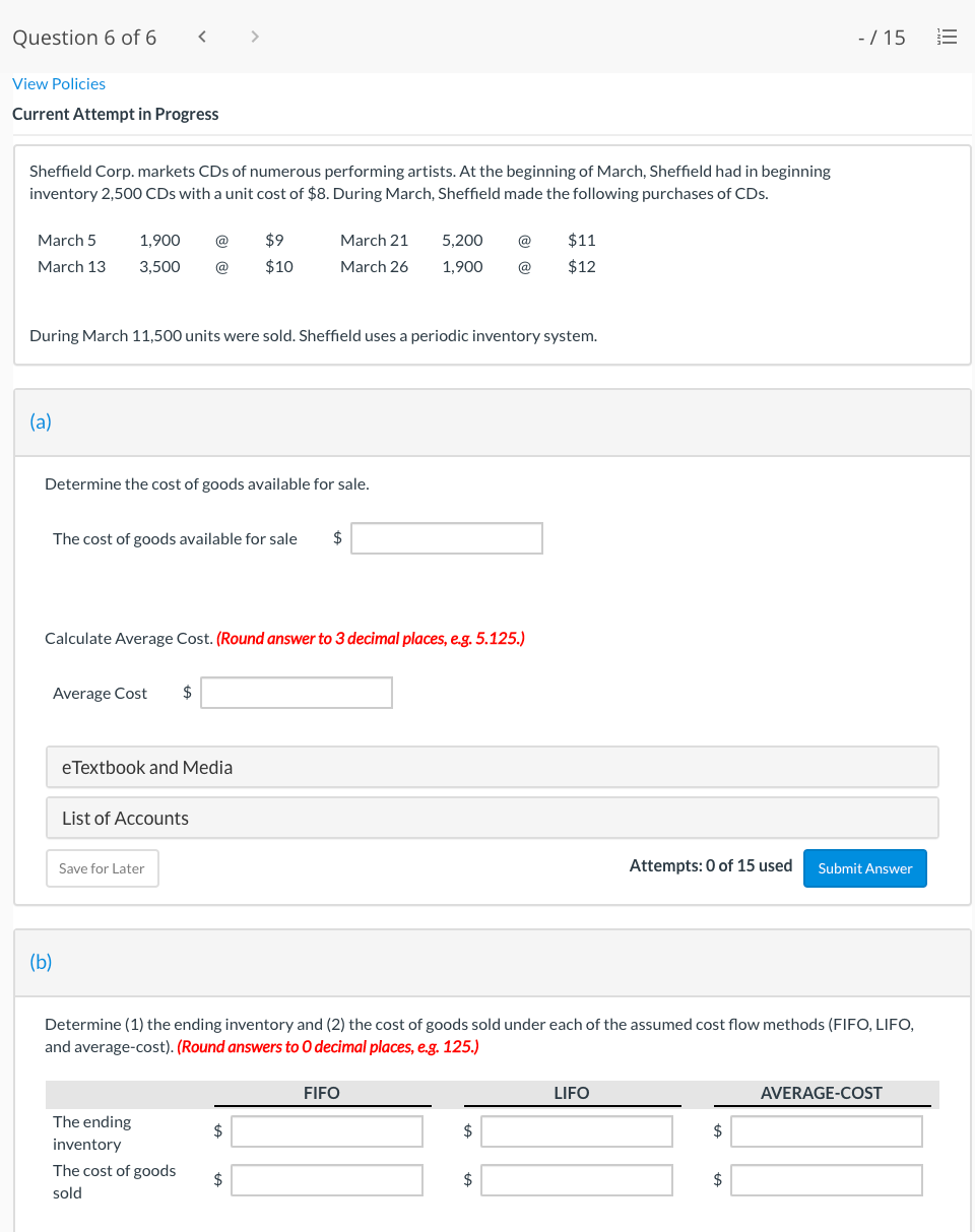 Solved Question 5 of 6 1.65 / 5 View Policies Show Attempt | Chegg.com