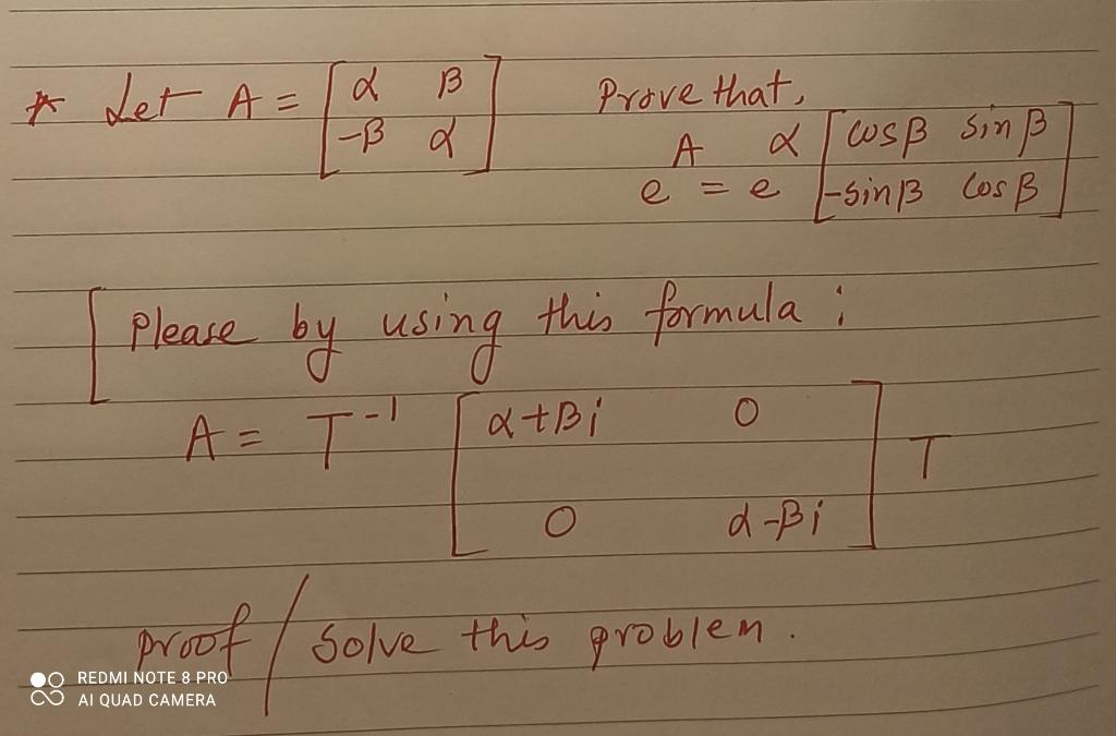 Solved * Let A=2 B -B A Prove That A X Wsß Sinß Sin Los B | Chegg.com