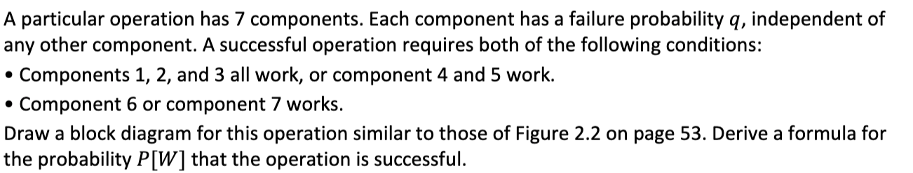 Solved A particular operation has 7 components. Each | Chegg.com