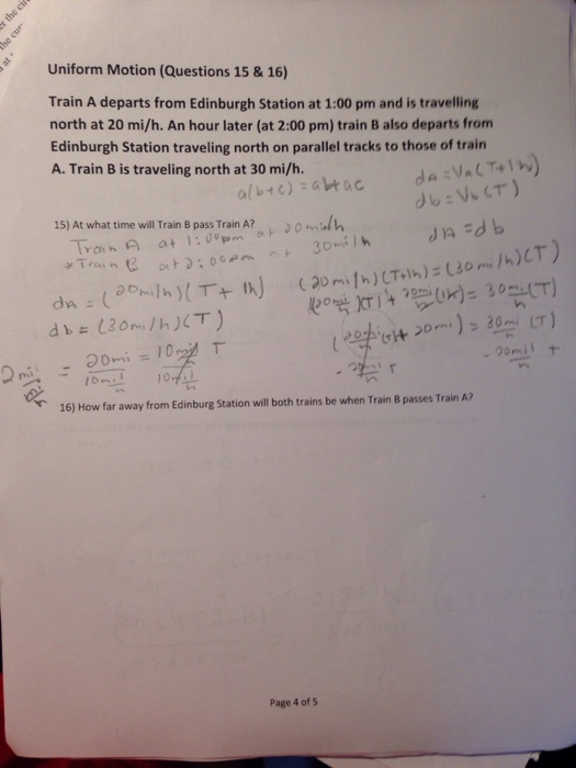Solved Uniform Motion (Questions 15 & 16) Train A departs | Chegg.com