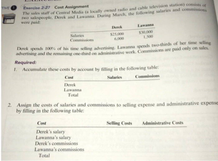 Solved E xercise 227 The sales staff of Central Media (a