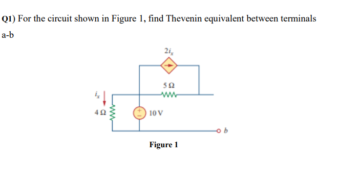 Solved Q1) For the circuit shown in Figure 1, find Thevenin | Chegg.com