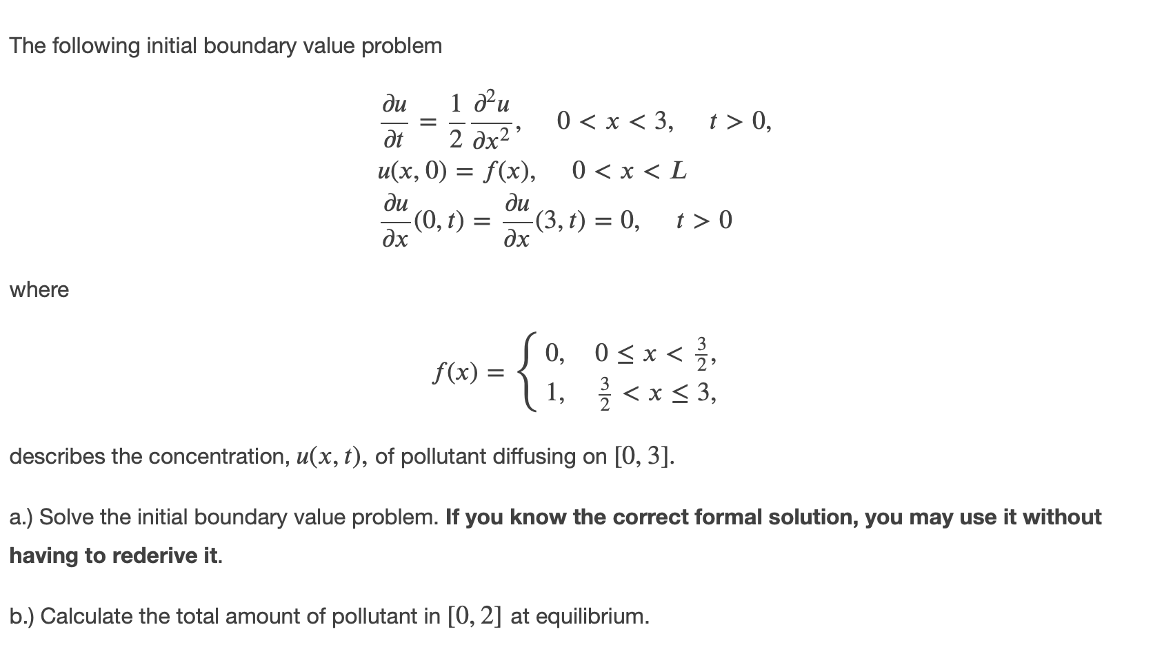 Solved The following initial boundary value problem = du 1 | Chegg.com