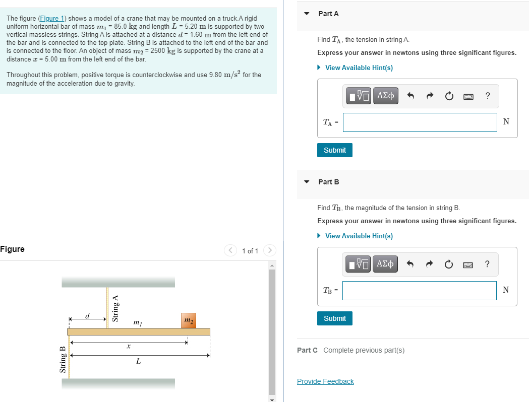 Solved Part A The Figure (Figure 1) Shows A Model Of A Crane | Chegg.com