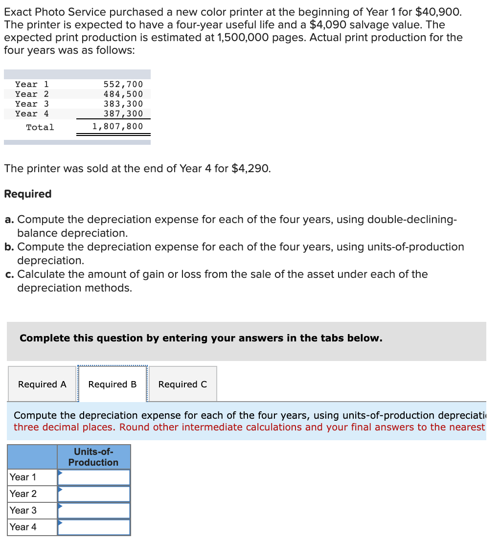 Solved Exact Photo Service purchased a new color printer at