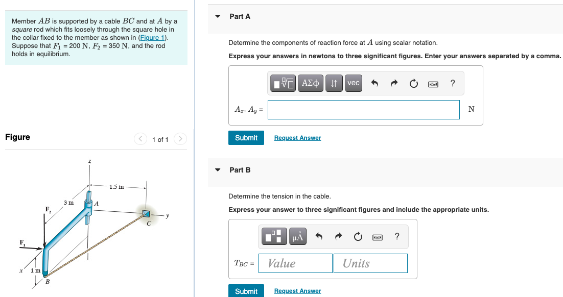Solved Member AB Is Supported By A Cable BC And At A By A | Chegg.com