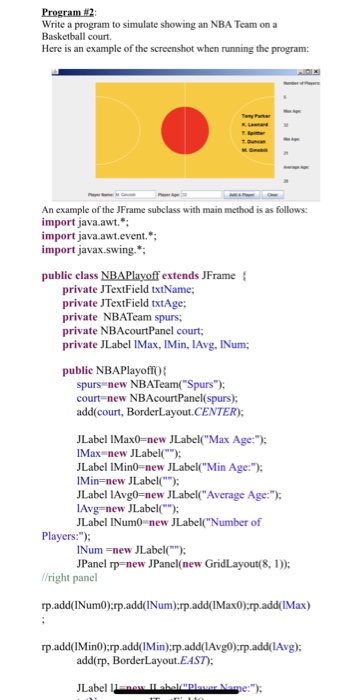 Write a program to simulate showing an NBA Team on a | Chegg.com