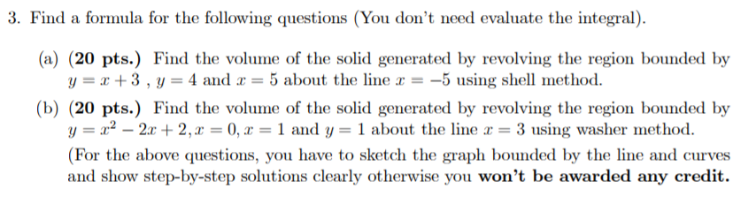 Solved 3. Find a formula for the following questions (You | Chegg.com