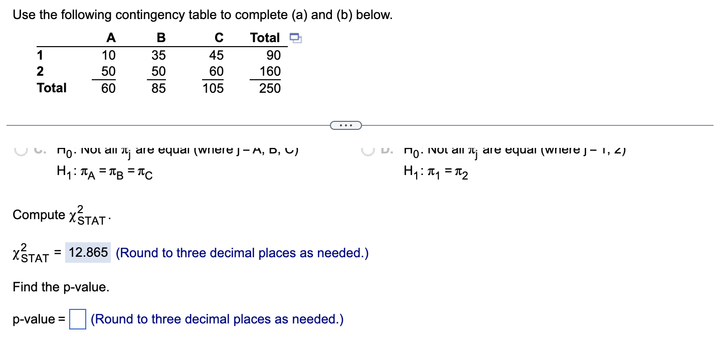 Solved Use The Following Contingency Table To Complete (a) | Chegg.com