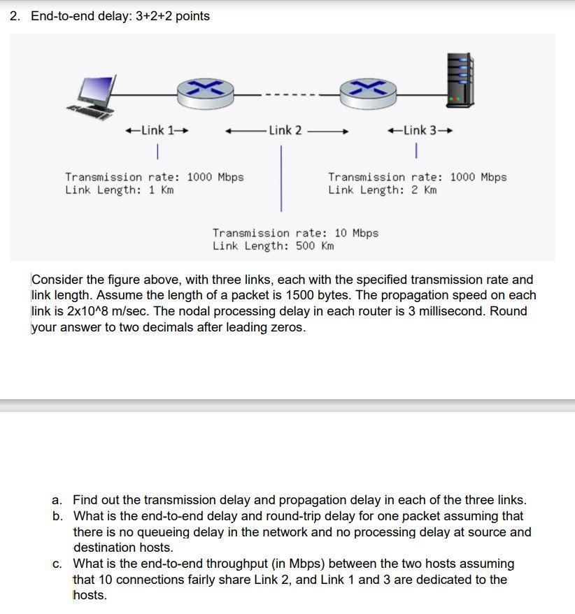 Solved 2. End-to-end delay: 3+2+2 points Link 1 -Link 2 | Chegg.com