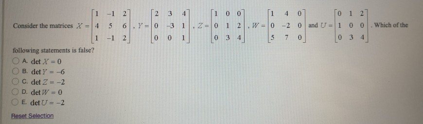 Solved 1 1 2 1 1 2 5 1 [1 1 0 3 Find det let o o lo o O A 14 | Chegg.com