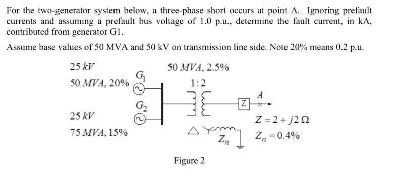 Solved For the two-generator system below, a three-phase | Chegg.com