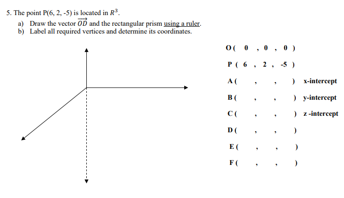 5. The point P(6, 2, -5) is located in R3. a) Draw | Chegg.com