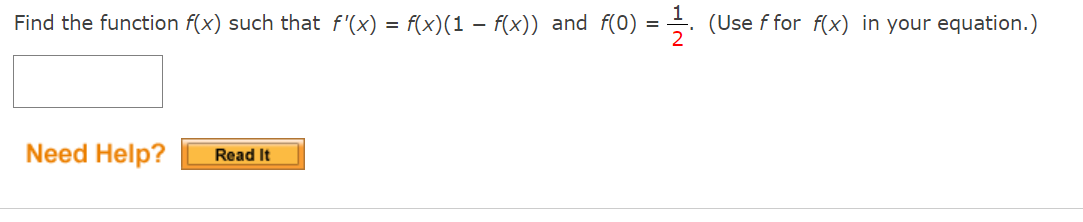 Solved Find the function f(x) such that f '(x) = f(x)(1 − | Chegg.com