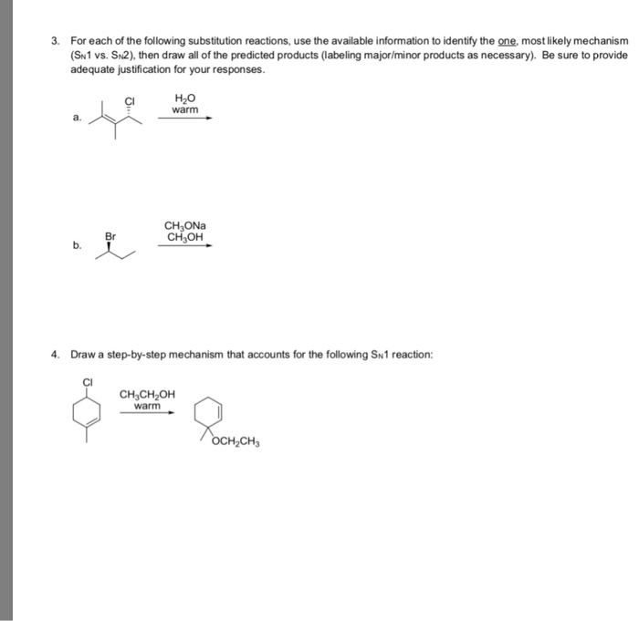 Solved For each of the following substitution reactions, use | Chegg.com