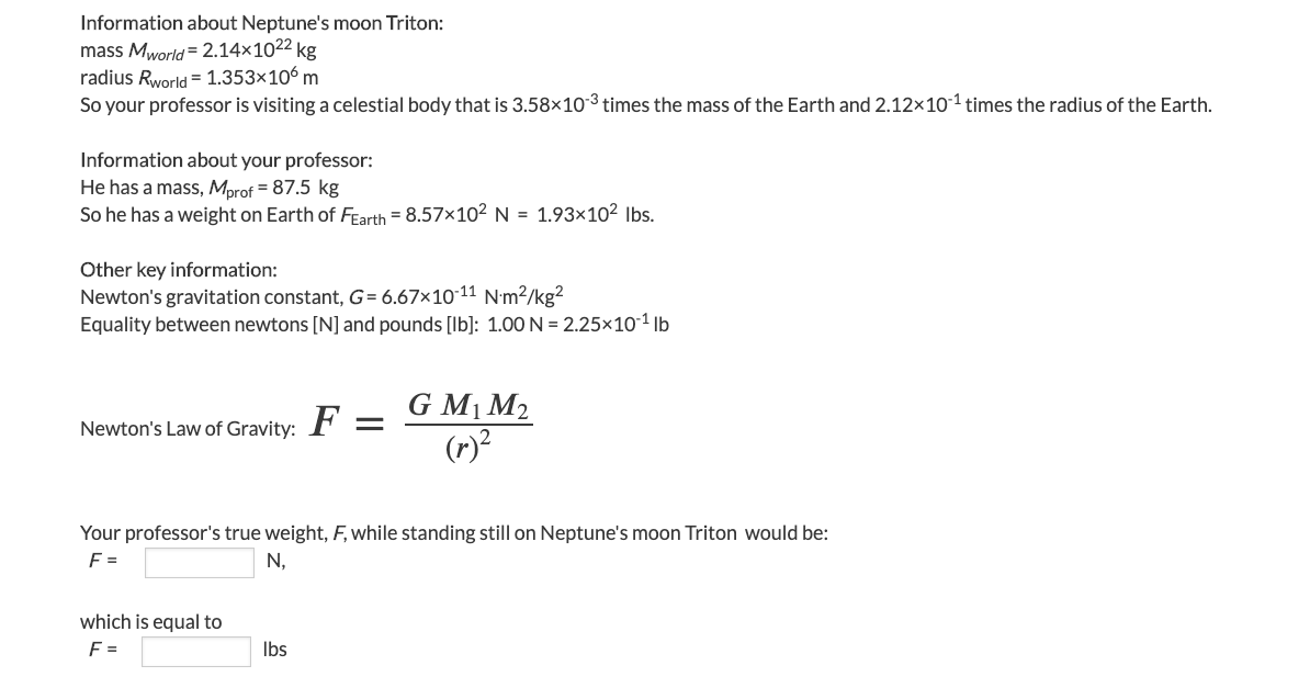 Solved Information about Neptune s moon Triton mass Mworld Chegg