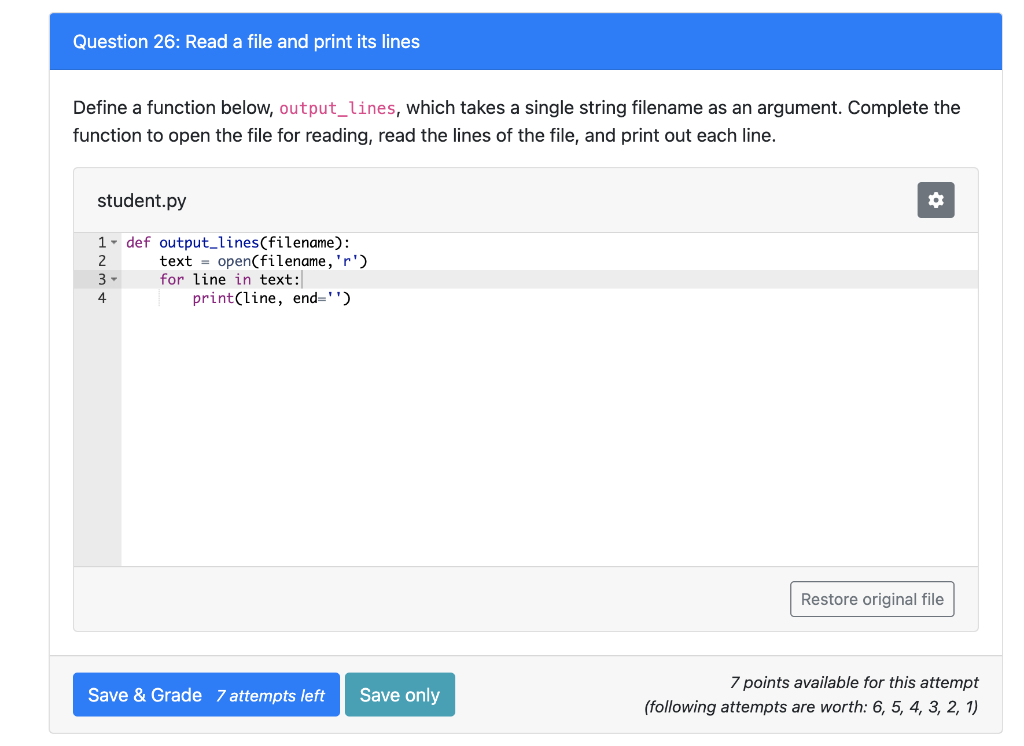 Solved I typed in the following code, and I got it wrong. | Chegg.com