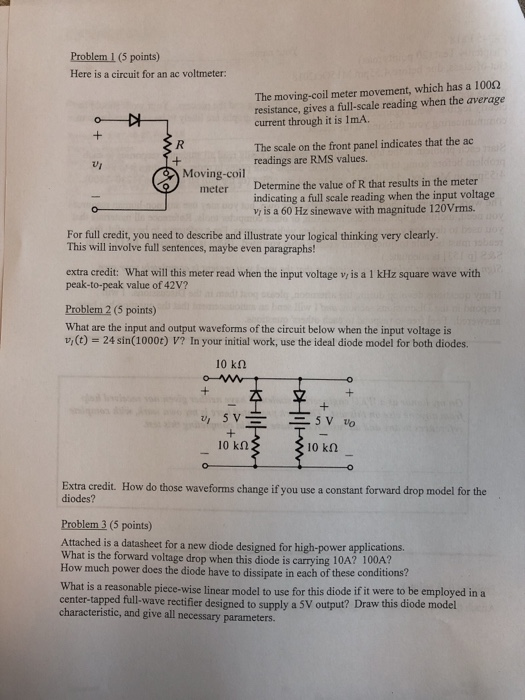 Solved Problem 1 (5 points) Here is a circuit for an ac | Chegg.com