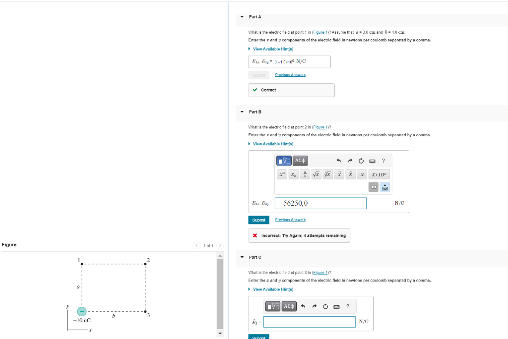 Solved What is the electric field at point 1 in (Eigure 1)? | Chegg.com
