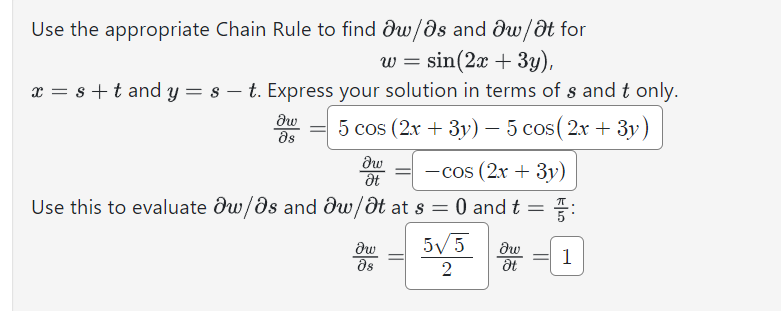 Solved Use the appropriate Chain Rule to find ∂w/∂s and | Chegg.com