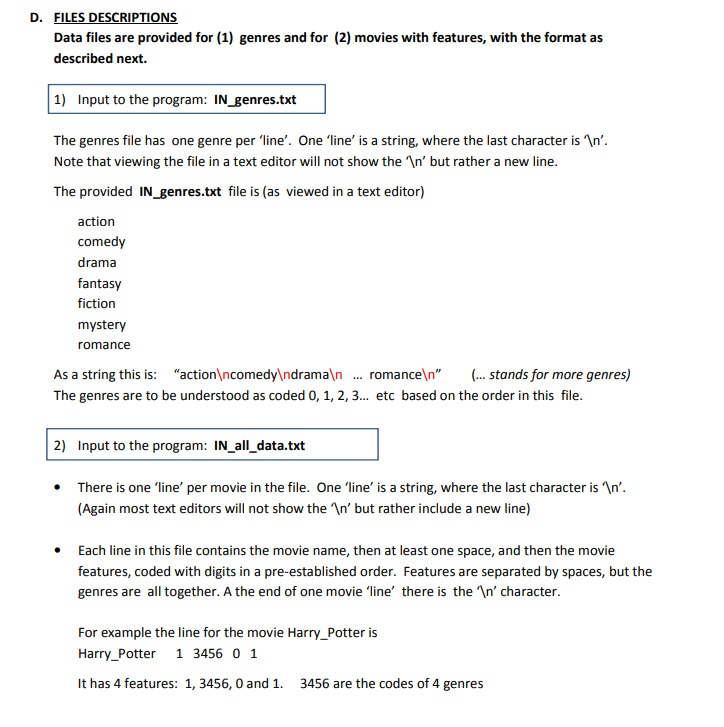 Programming Data Description File GENERAL PROGRAM DESCRIPTION You are asked to | Chegg.com