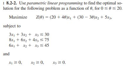 Solved 1 8.2-2. Use parametric linear programming to find | Chegg.com