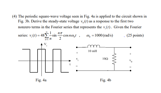 Solved (4) The periodic square-wave voltage seen in Fig. 4a | Chegg.com