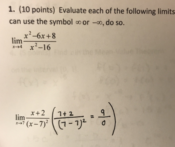 Solved 1. (10 points) Evaluate each of the following limits | Chegg.com