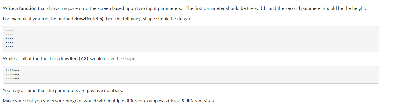 Solved Write a function that draws a square onto the screen | Chegg.com