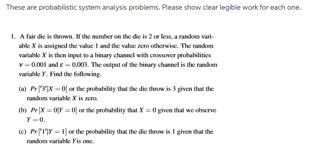 Solved These Are Probabilistic System Analysis Problems. | Chegg.com