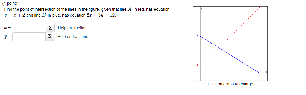 Solved (1 point) Find the point of intersection of the lines | Chegg.com