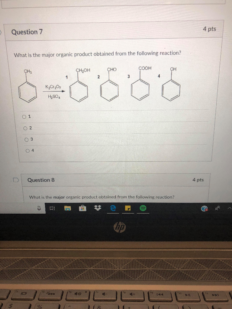 Solved 4 pts Question 7 What is the major organic product | Chegg.com