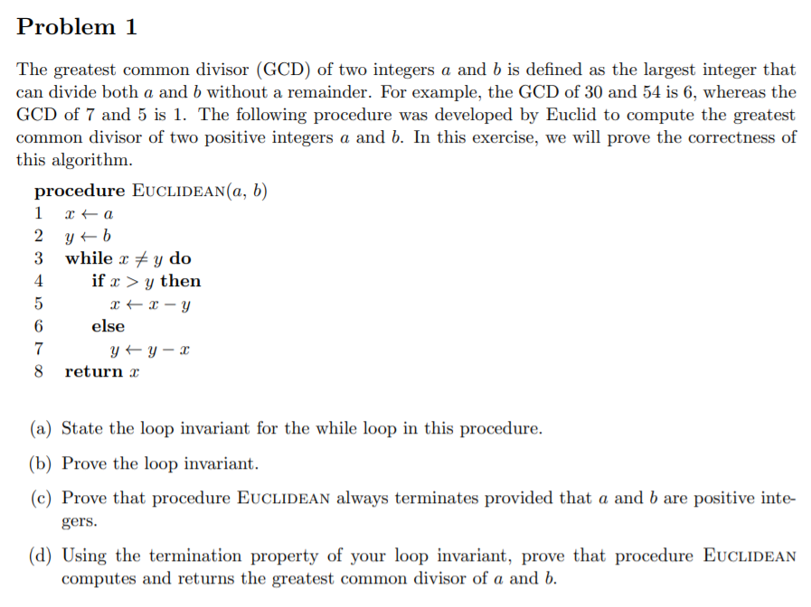 solved-problem-1-the-greatest-common-divisor-gcd-of-two-chegg