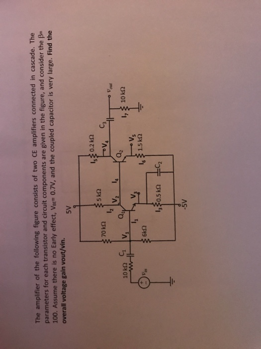 Solved amplifier of the following figure consists of two CE | Chegg.com